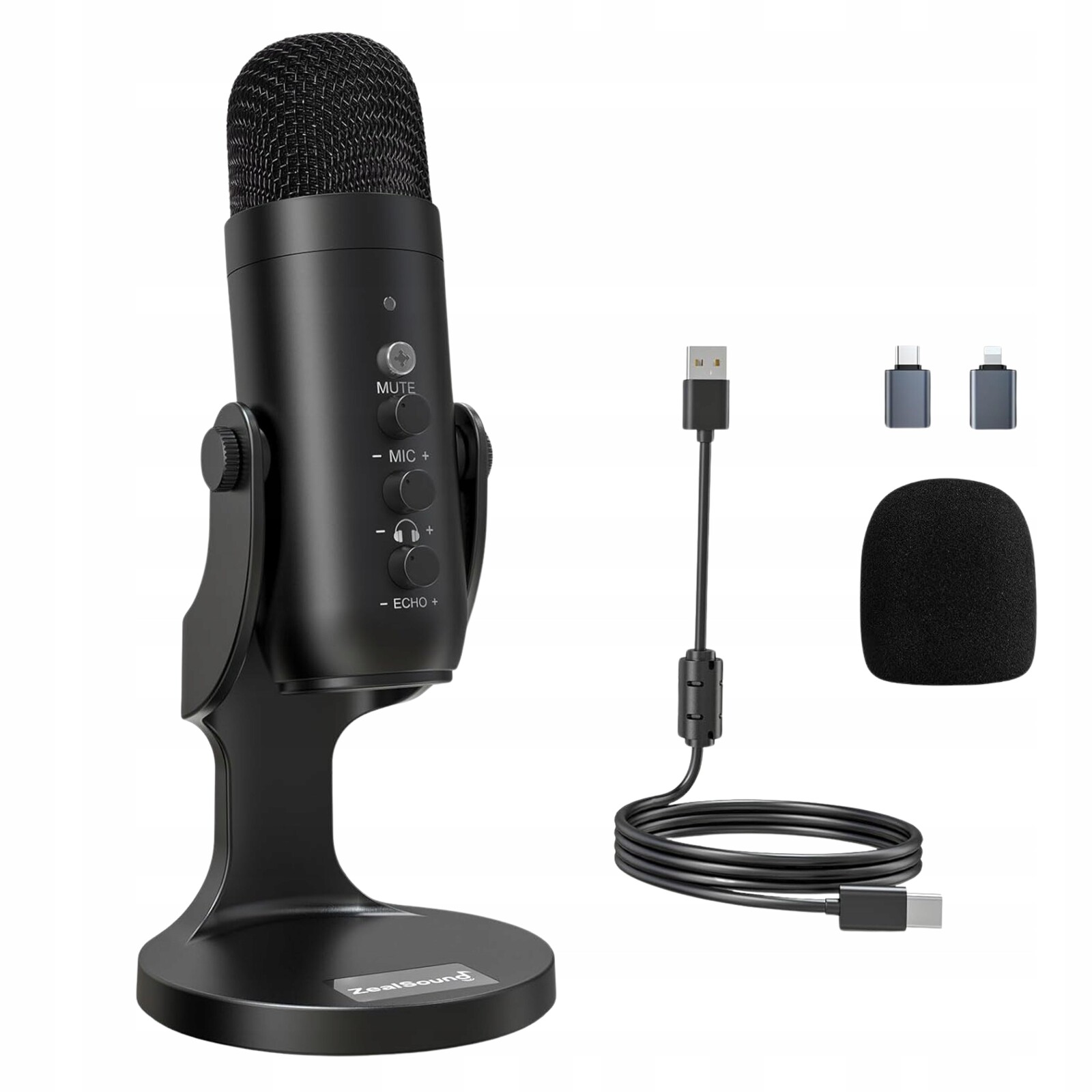 Studiový mikrofon Geamingový profesionální Počítač, adaptér Usb-c pro smartphone