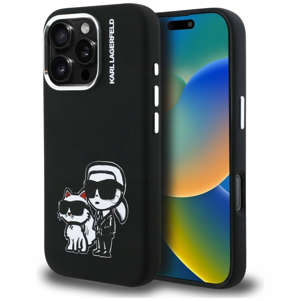 Pouzdro Karl Lagerfeld Silicone Karl&Choupette Sketch MagSafe pro i