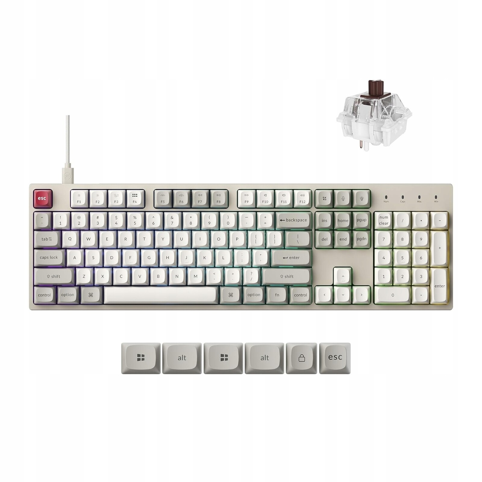 Keychron C2 Pro 8K Qmk Mechanická programovatelná klávesnice, Switch Brown