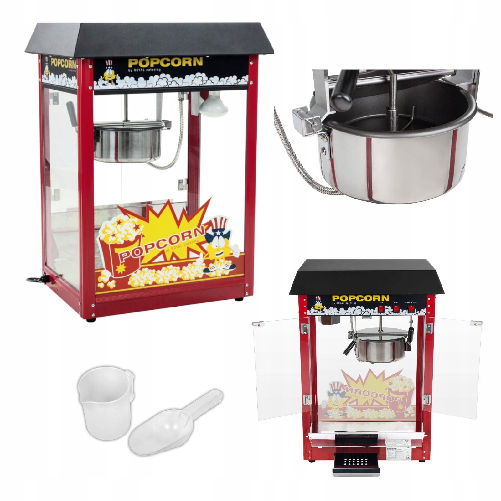 Profesionální elektrický Popcornový Stroj 1500 W Výkonná 6 kg/h na desku