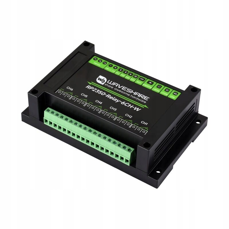 6-kanálový modul relé RP2350 WiFi RS485 Rozhraní Hat Pouzdro Din