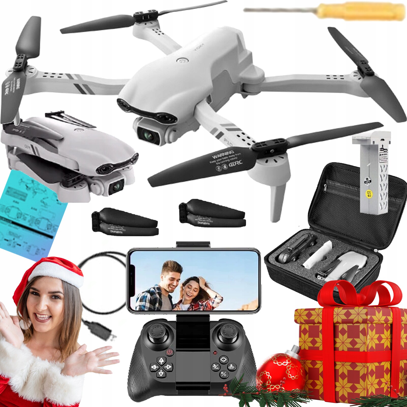 Dron Technoid Aku Kamera Wifi 2000M 30Min 45KM/h Bezkartáčové Motory XXXL