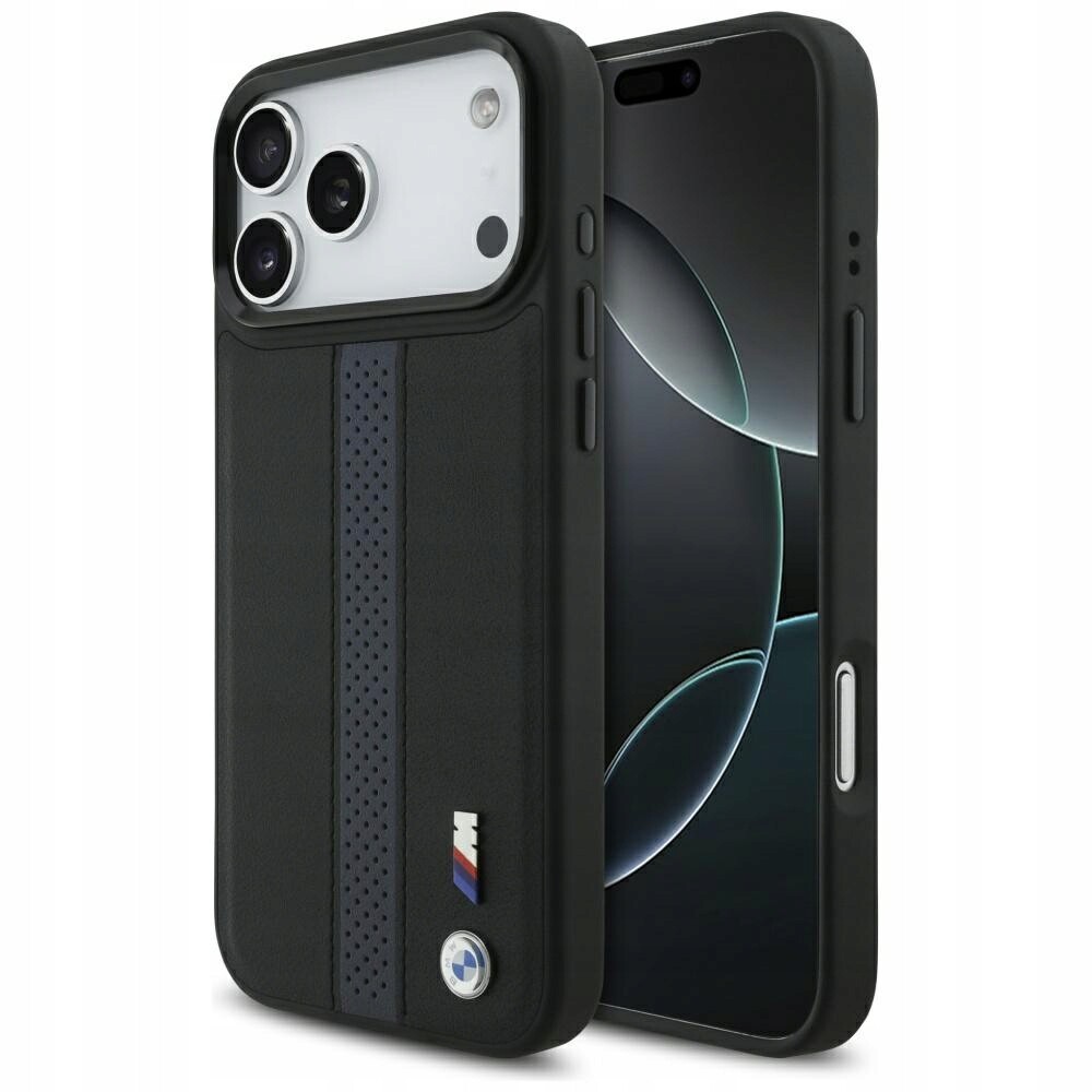 Pouzdro Bmw M Perforated Stripe Logo MagSafe pro iPhone 17 Pro Max, modré