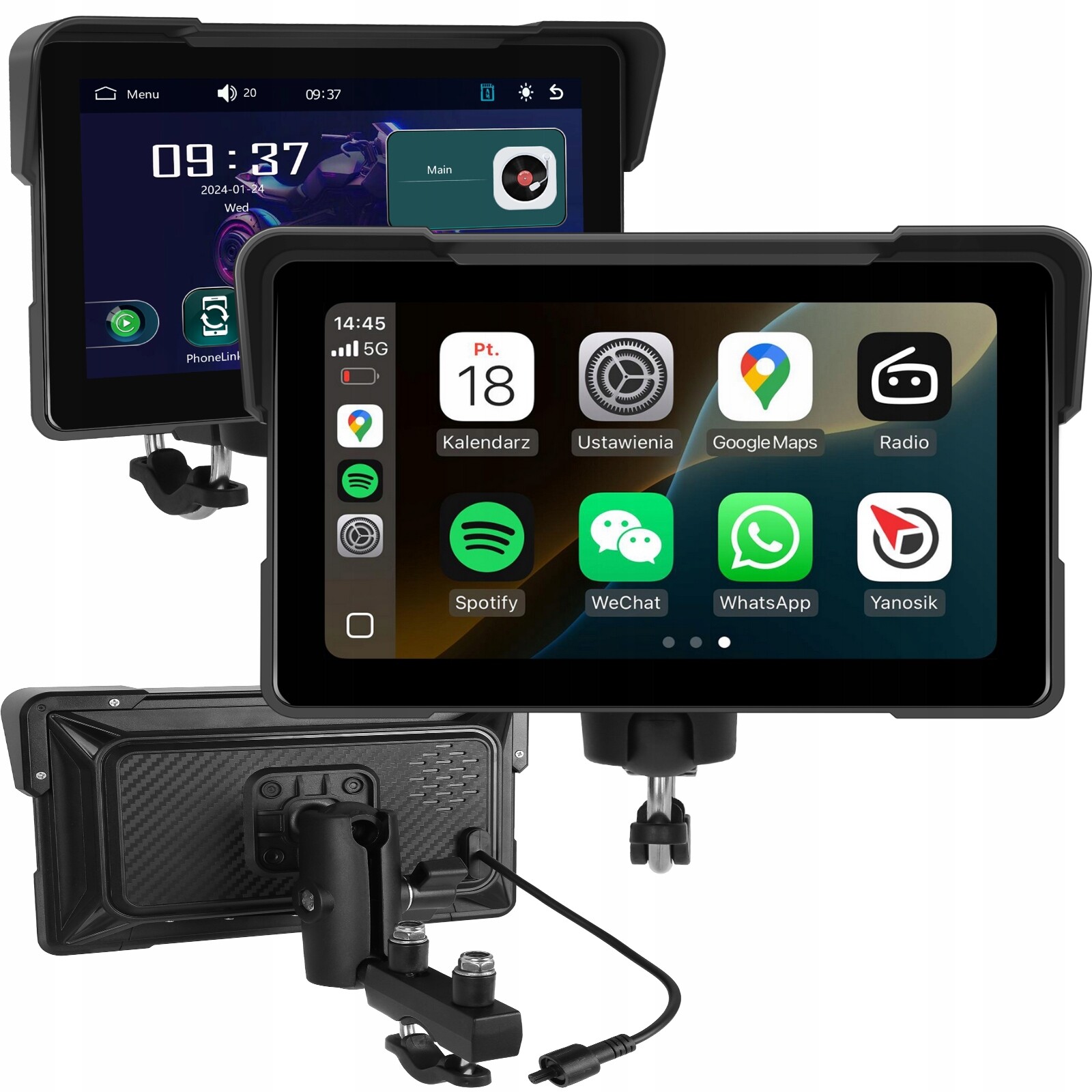 Multimediální Motocyklová Stanice Tablet Navigace Carplay Android Auto Bt