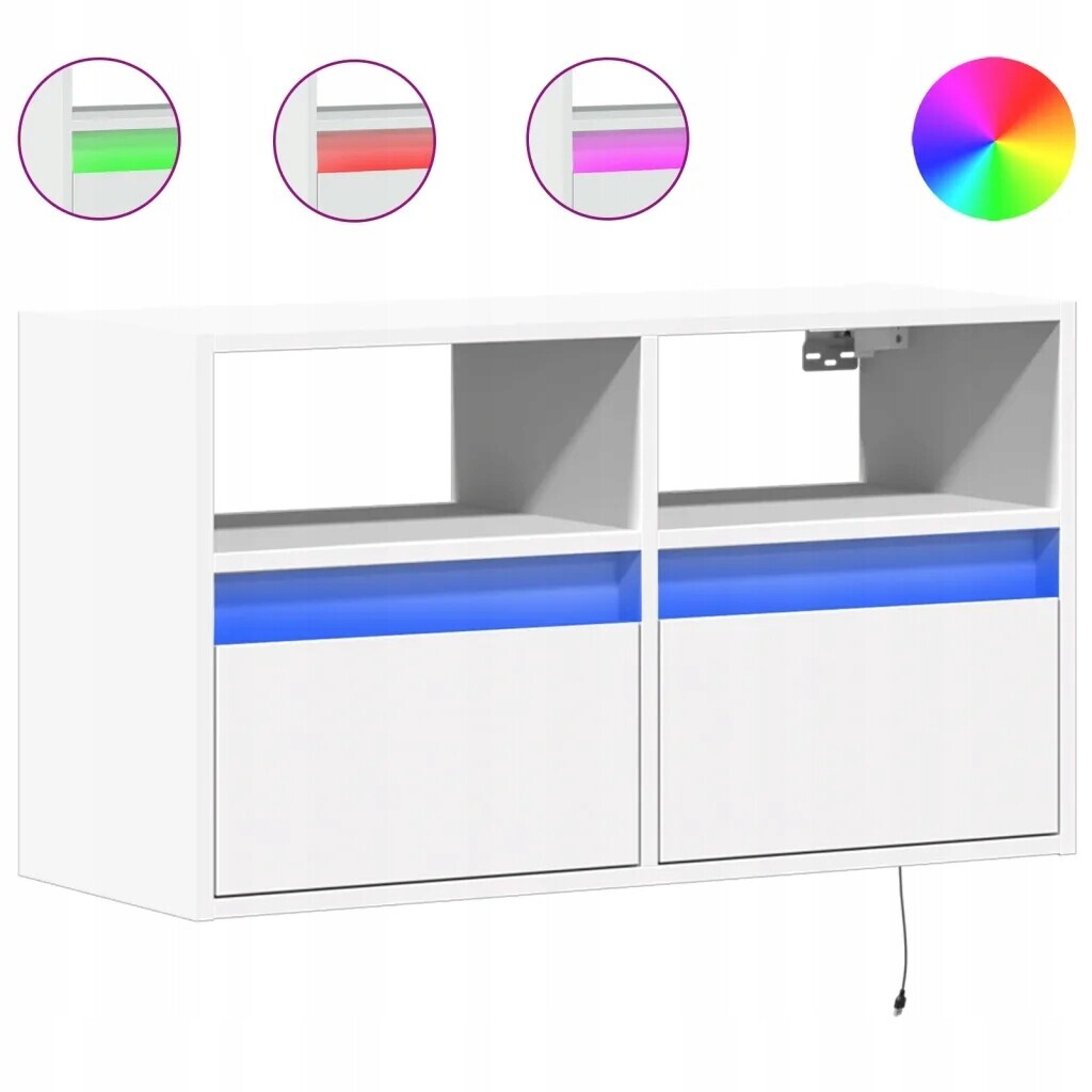 vidaXL Nástěnná Tv skříňka s Led, bílá, 80x31x45 cm