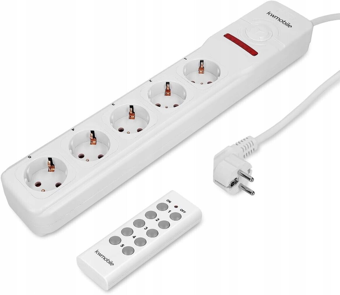 Zásuvková Lišta ovládaná dálkovým ovladačem 5 zásuvek 2 m Bezdrátová kwmobile