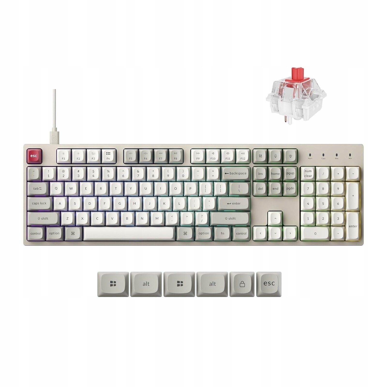 Keychron C2 Pro 8K Qmk Mechanická programovatelná klávesnice, Switch Red