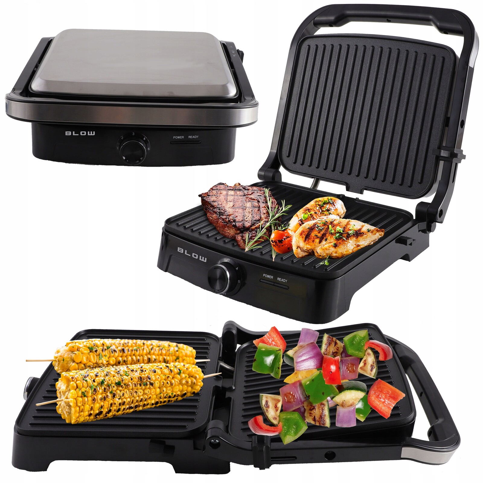 Elektrický Gril Opékač Topinek Toustovač Pro Sendviče Panini Rozkládací 180° Silný