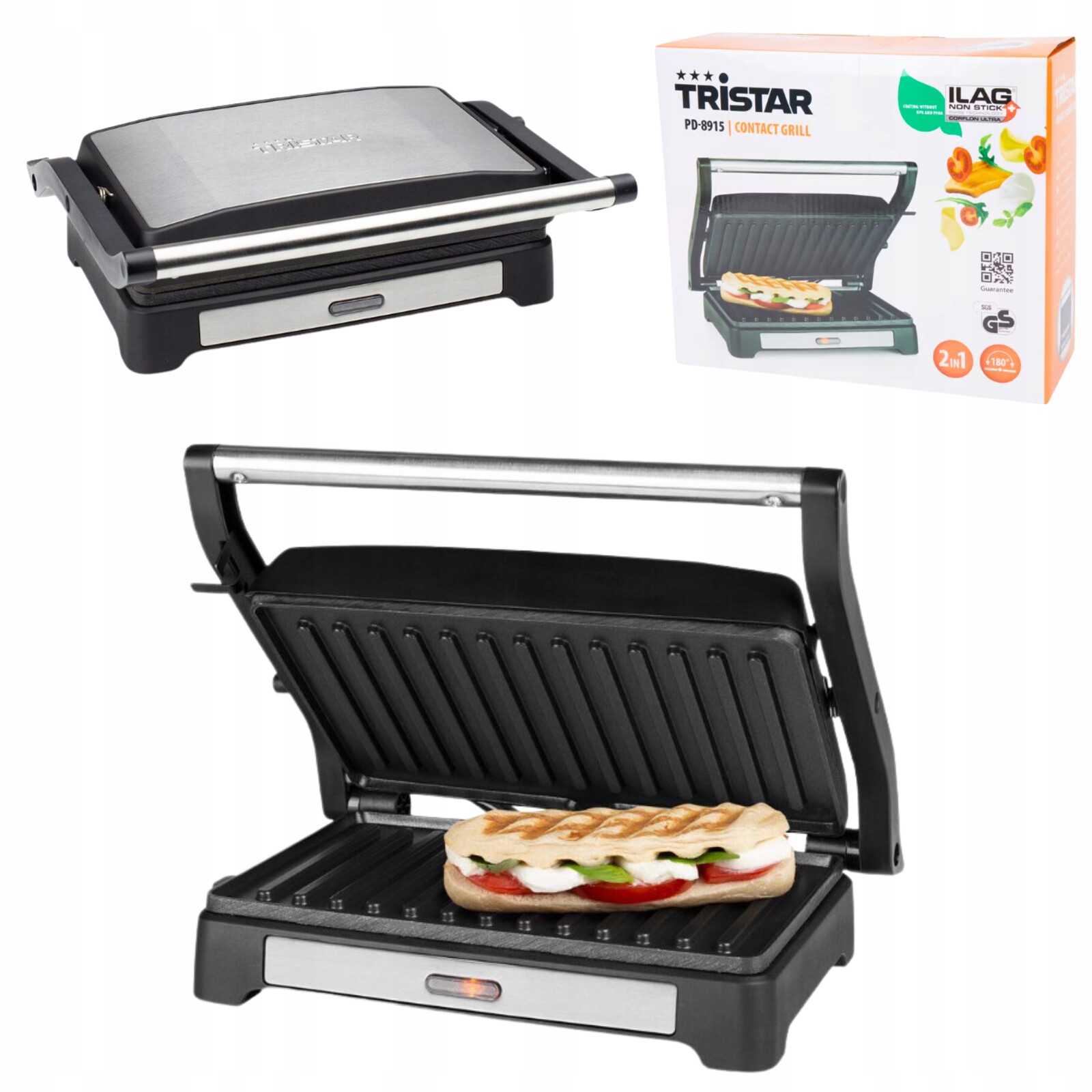 Elektrický opékač grilů Tristar Pd-9009 Černý 1000 W pro panini a toasty
