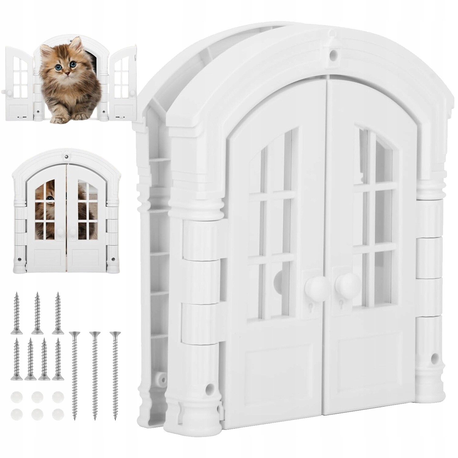 Bezklapkové Dvířka Pro Kočky, Francouzské, Bílý Abs, 24 X 27.3 CM