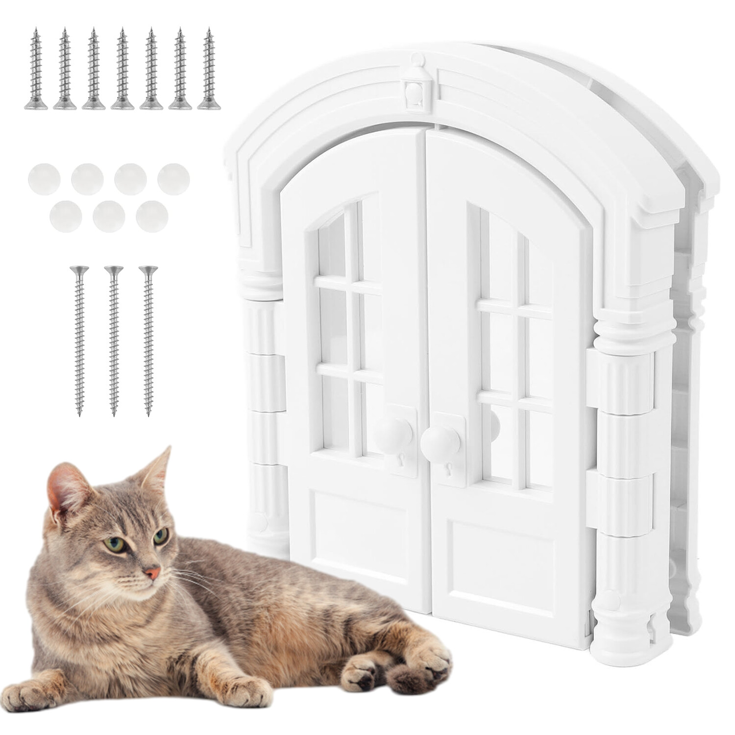 Francouzská Dvířka Pro Kočky Dvojitá S Průhledným Oknem, Bílá