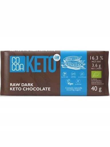 3x Čokoláda Keto s Mct olejem bez cukru 40 g Cocoa Bio