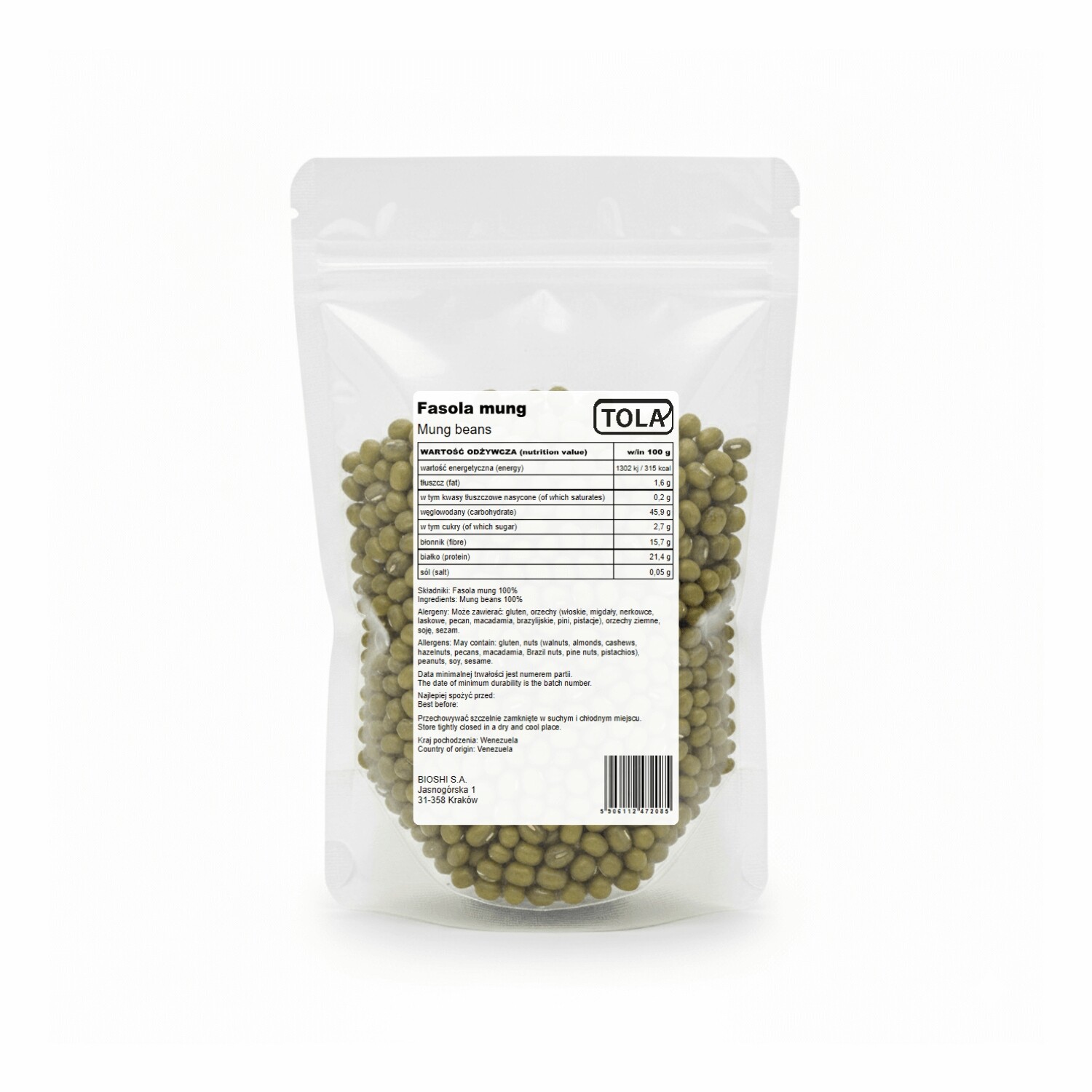 Fazole mungo 5 kg – přírodní, do pokrmů a polévek, vysoká kvalita Tola