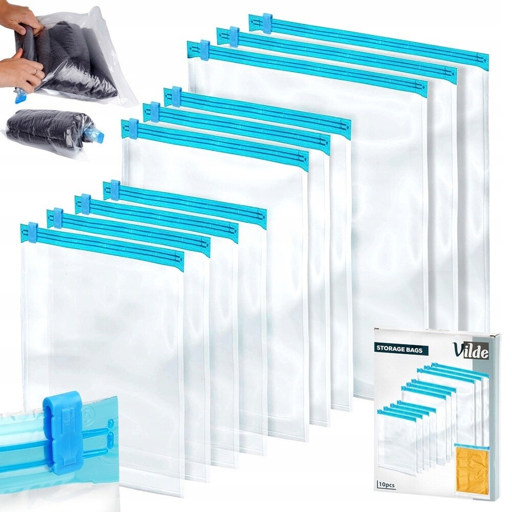 10 x Vakuové rolovací cestovní sáčky na oblečení, oblečení povlečení