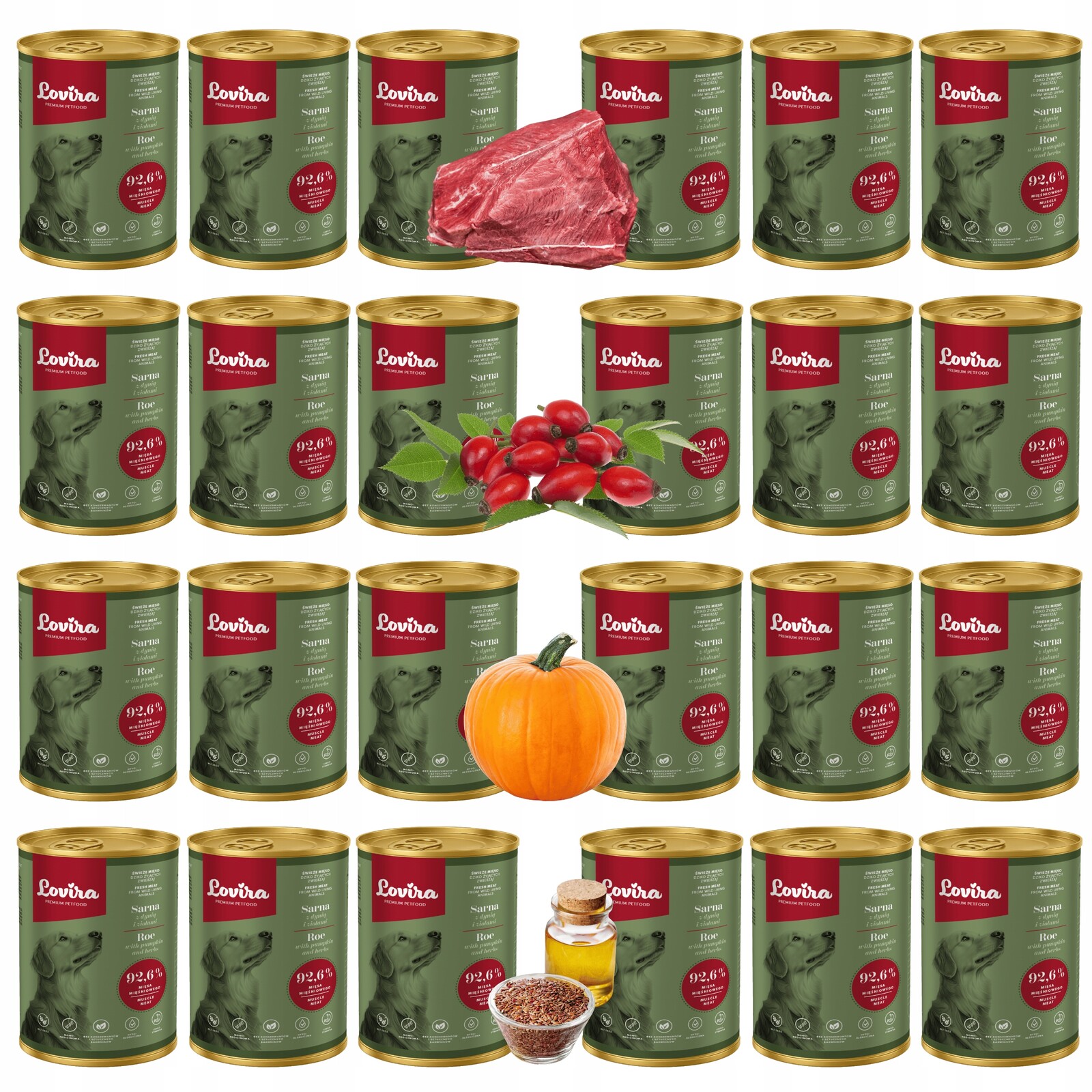 Krmivo pro psy 24 konzerv Sarna 96,2 s dýní a bylinkami Bez Obilovin