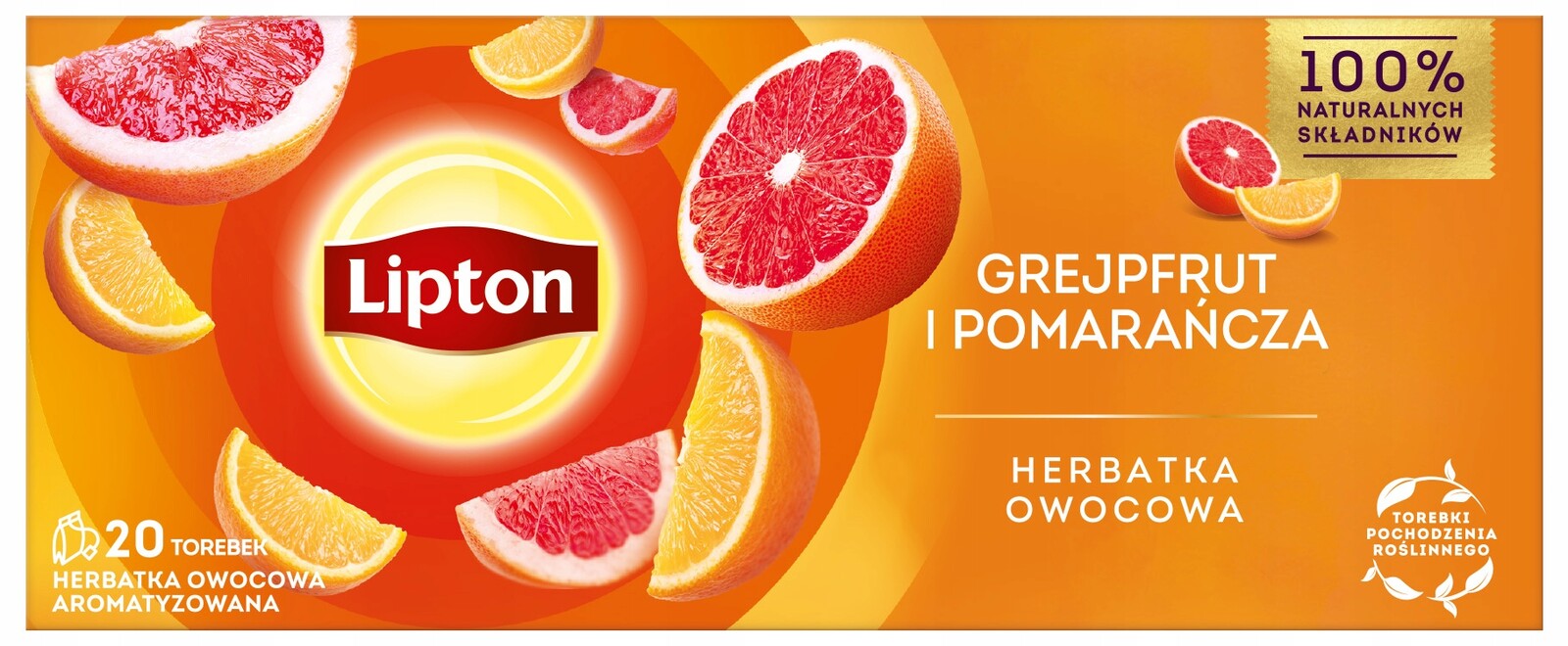 5 x Lipton Ovocný čaj Grapefruit a pomeranč 34 g (20 sáčků)