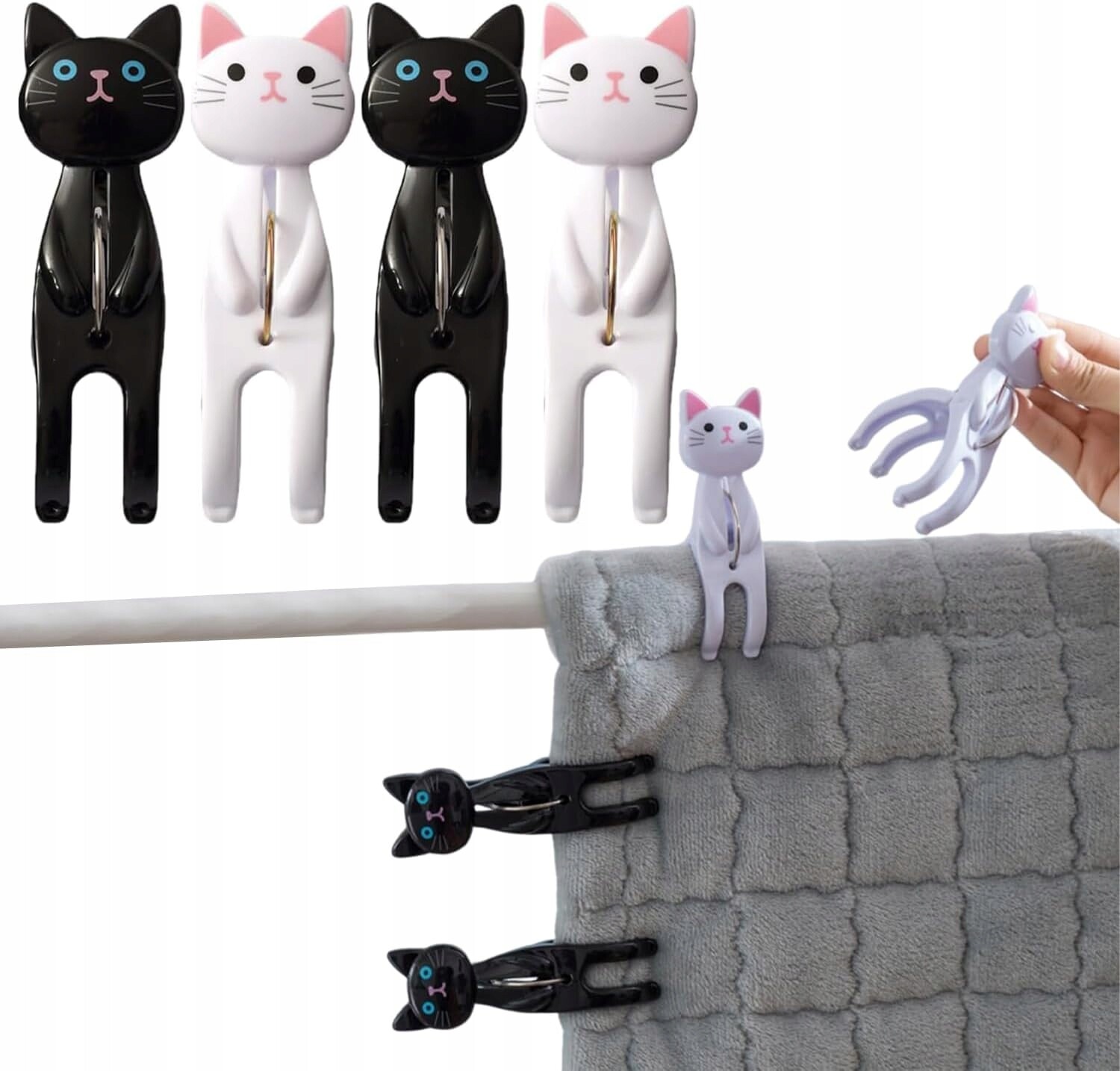 Norhogo 4 kusy Plážové klipy Roztomilé kočky Protiskluzové Pp Bílo-černé