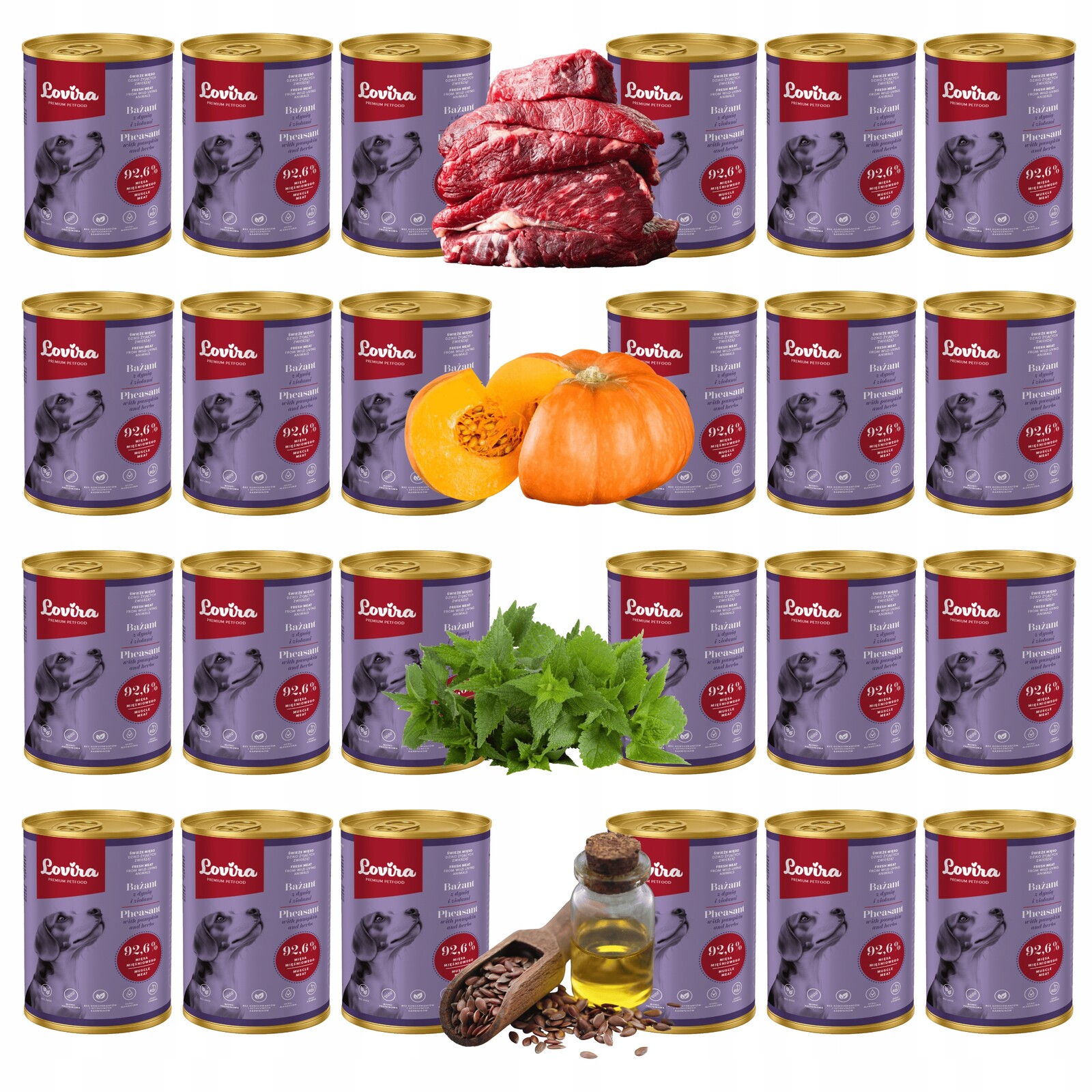 Krmivo pro psy 24 konzerv Bažant 96,2 s dýní a bylinkami Bezobilné