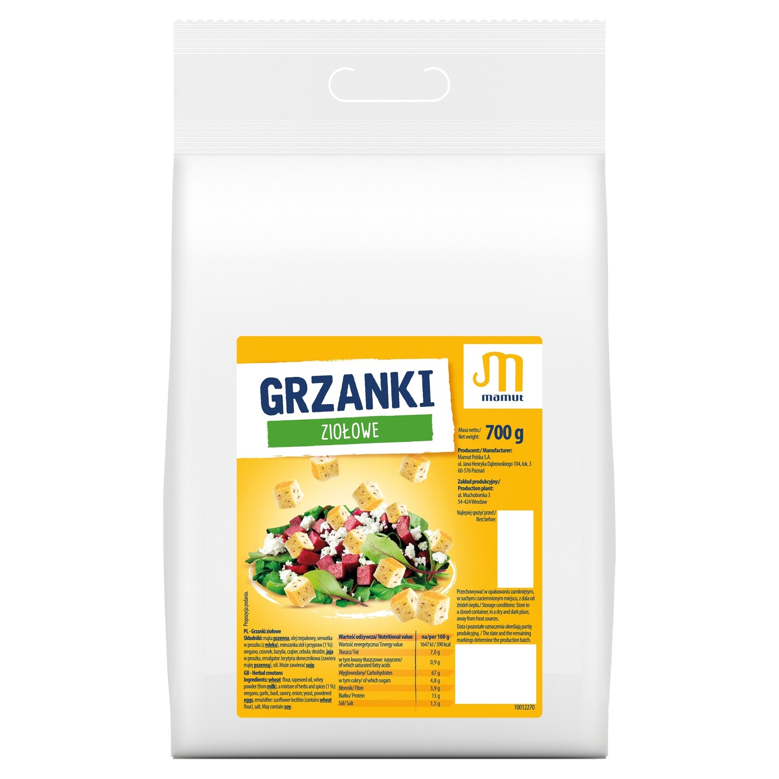1x Bylinkové krutony 700 g Mamut