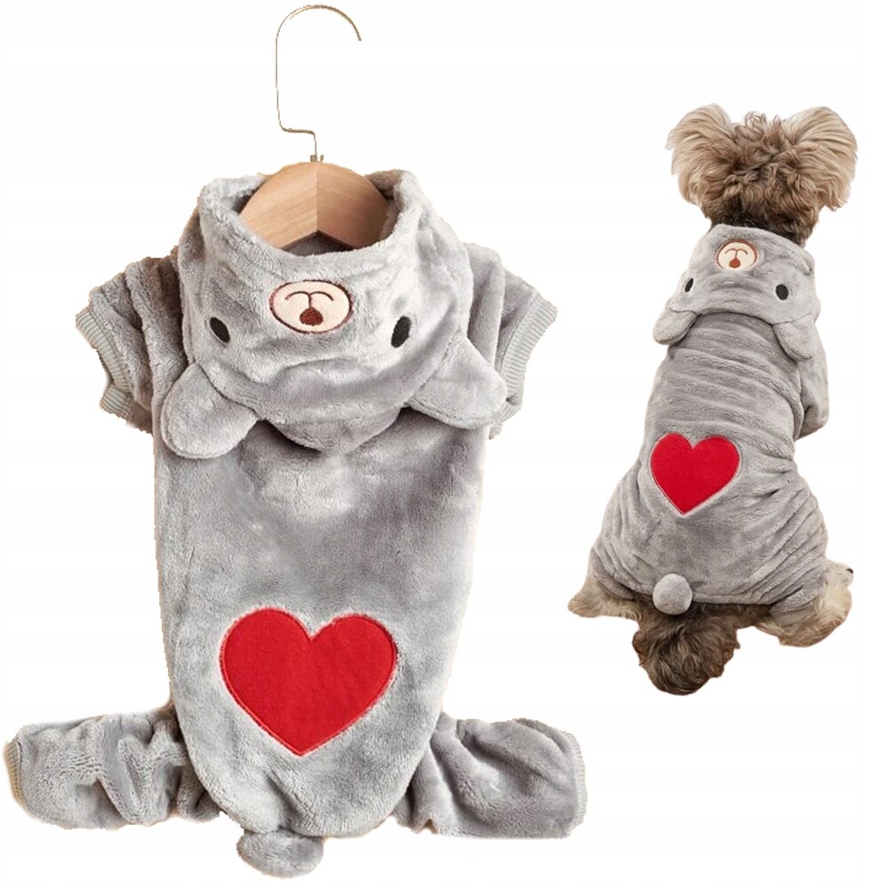 Oblečení Pro Psa Kočku Medvídka Teplé Zimní Plyš Zimní Kombinéza Šedá L
