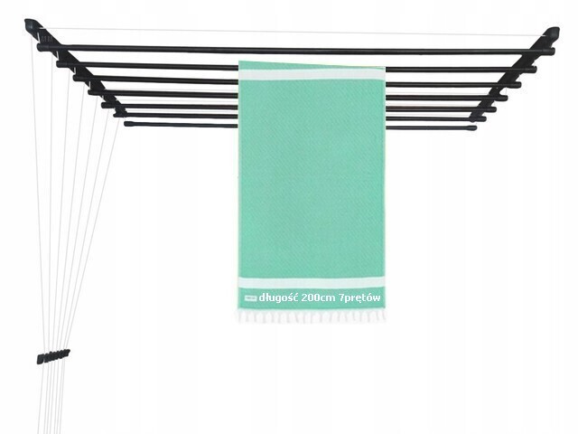 Sušák Na Prádlo Koupelna Balkon délka 200 cm 7 pr Černá