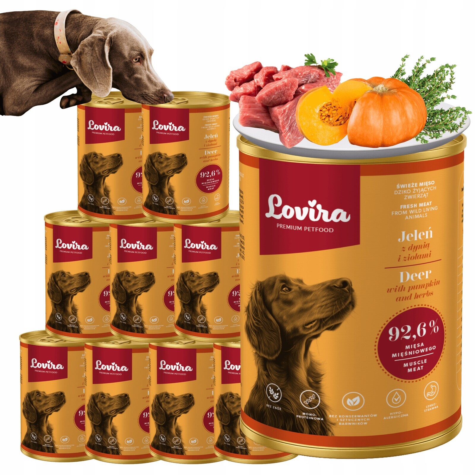 Krmivo pro psy 4 kg Jelen 96,2 s dýní a bylinkami, bez obilovin