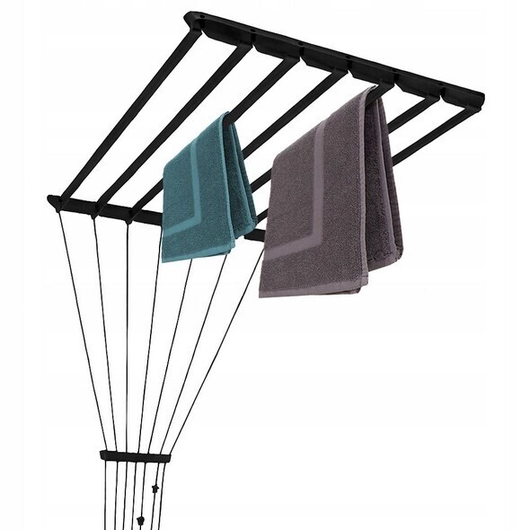 Černá Sušák Stropní koupelnová na balkon 110 cm 7 tyčí
