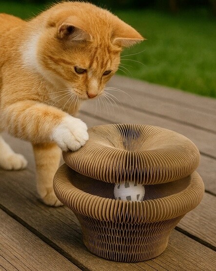 Zolux Chatouille Kartonová skládací škrabka s míčem a koťátkem