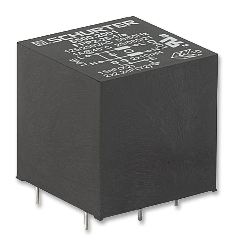 Schurter 5500.2001 Power Line Filter, 1Ph, 1A, 250V, Pc Pin
