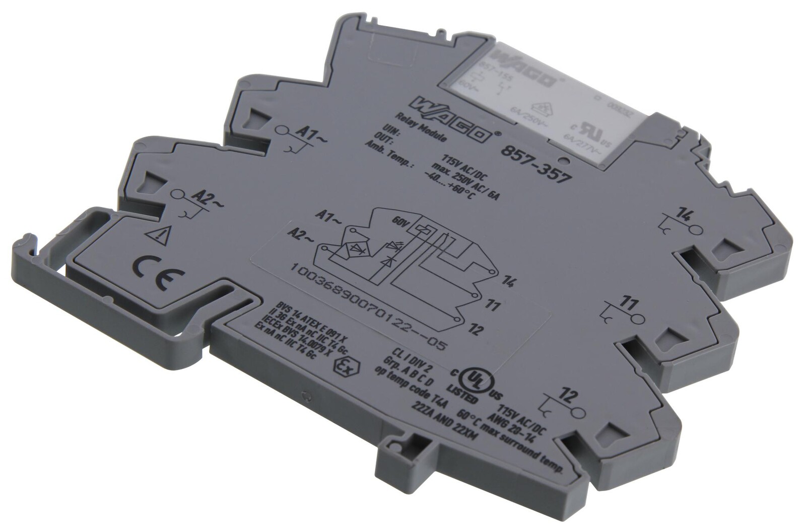 Wago 857-357 Relay, Spst, 250Vac, 6A