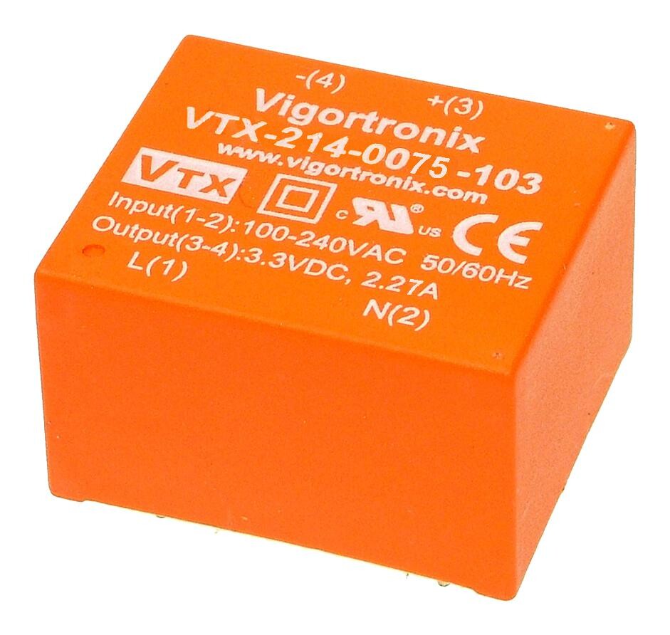 Vigortronix Vtx-214-0075-112 Power Supply, Ac-Dc, 12V, 0.625A