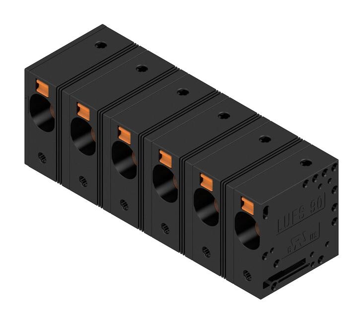 Weidmuller 2500660000 Wtb Terminal Block, 6Pos, 18-4Awg, Th