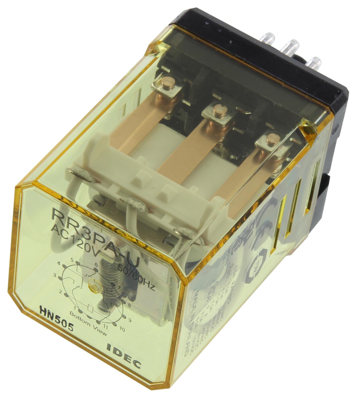 Idec Rr3Pa-Uac120V Relay, 3Pdt, 120Vac, 30Vdc, 10A