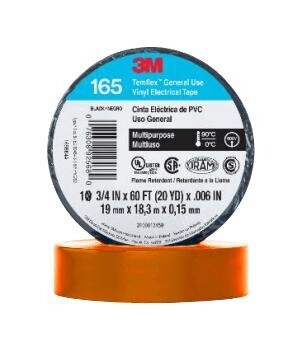 3M 165Or4A Tape, Pvc, 19Mm X 18M, Orange