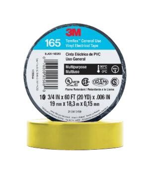 3M 165Yl4A Tape, Pvc, 19Mm X 18M, Yellow
