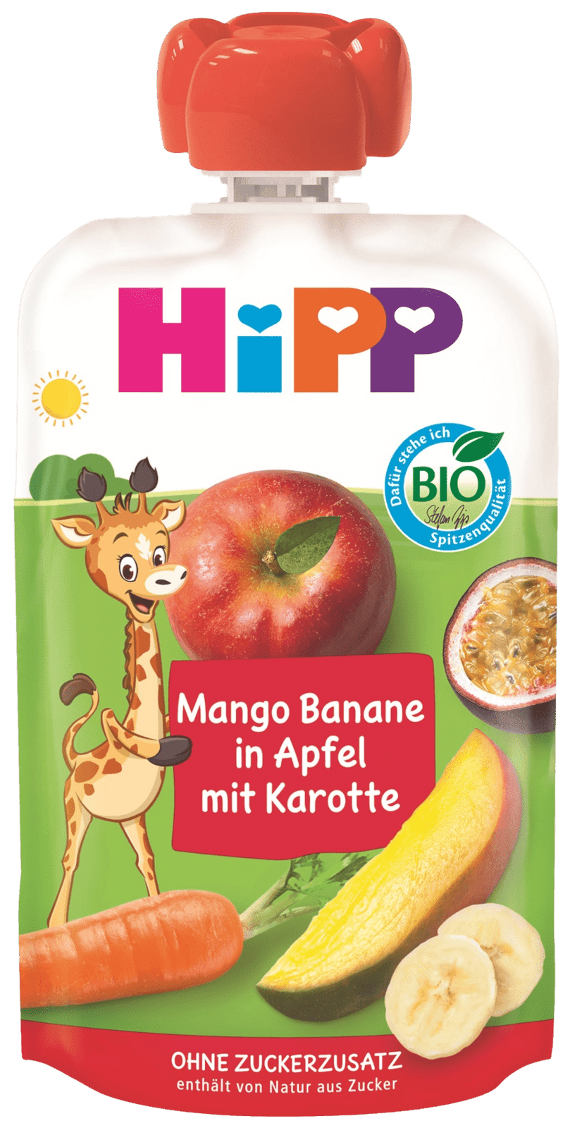 HIPP BIO Kapsička jablko, banán, mango a mrkev 100 g