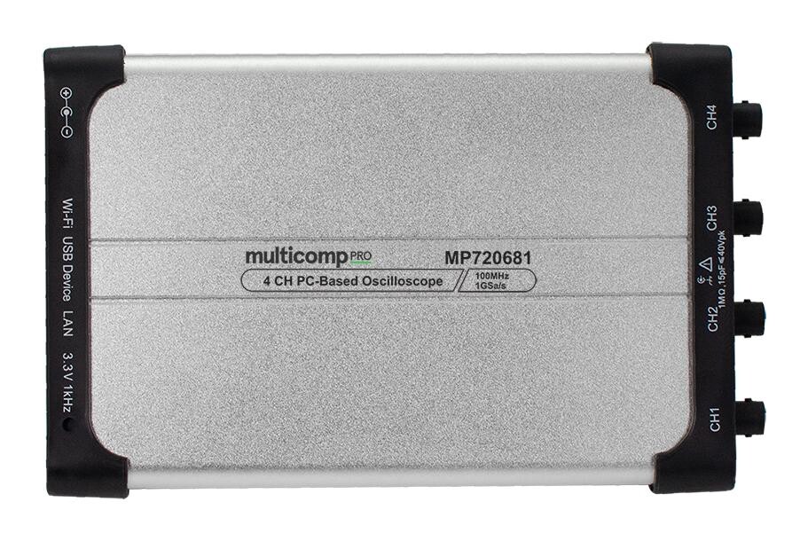 Multicomp Pro Mp720681 Eu-Uk Pc Oscilloscope, 4Ch, 100Mhz, 1Gsps