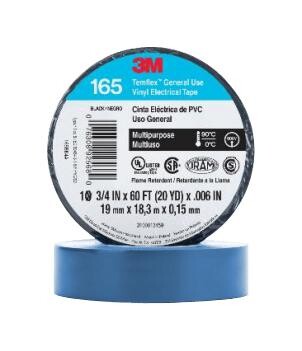 3M 165Bl4A Tape, Pvc, 19Mm X 18M, Blue