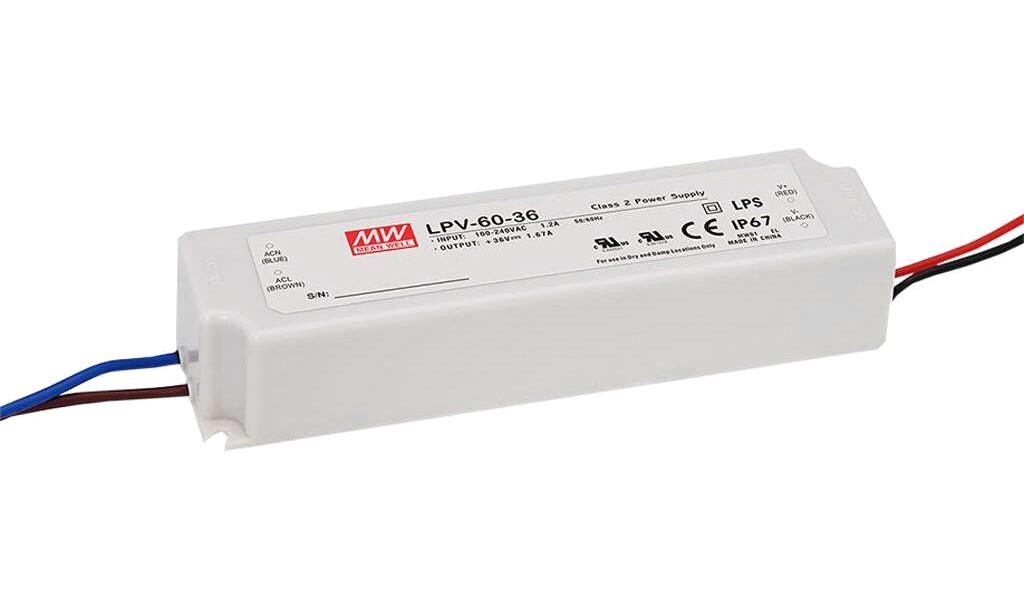 Mean Well Lpv-60-36 Led Driver, Constant Voltage, 60W