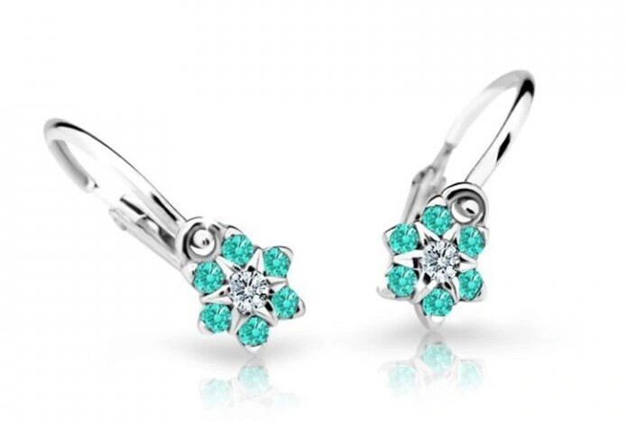 Cutie Jewellery Půvabné dětské náušnice z bílého zlata C2152-10-X-2 světle zelená