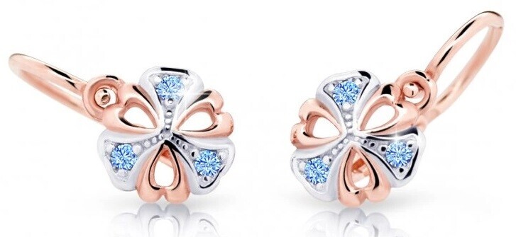 Cutie Jewellery Dětské bicolor náušnice z růžového zlata C2230-10-X-4 světle modrá