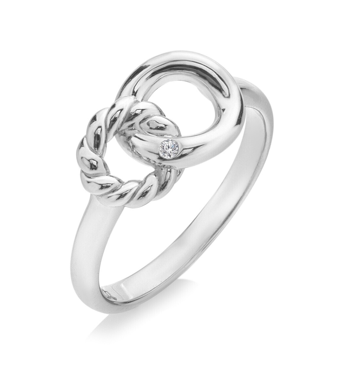 Hot Diamonds Stříbrný prsten s diamantem Propojené kruhy Willow DR289 50 mm