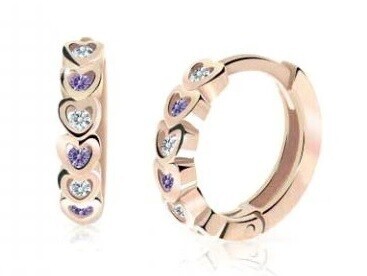 Cutie Jewellery Dětské kruhové náušnice z růžového zlata C3339-80-X-4 fialová