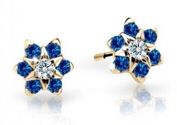 Cutie Jewellery Půvabné dětské náušnice ze žlutého zlata C2152-30-X-1 modrá