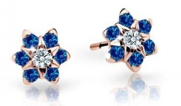 Cutie Jewellery Půvabné dětské náušnice z růžového zlata C2152-30-X-4 modrá