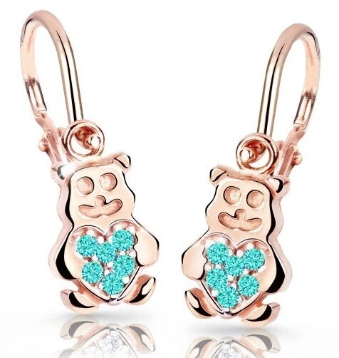 Cutie Jewellery Dětské náušnice z růžového zlata Medvídci C2751-10-X-4 světle zelená