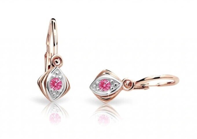 Cutie Jewellery Dětské náušnice z růžového zlata C1897-10-X-4 fuchsiová