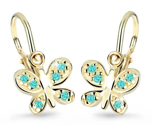 Cutie Jewellery Zlaté dětské náušnice C2748-10-X-1 světle zelená