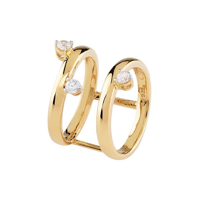 Guess Pozlacený prsten s krystaly Nuances JSBR04527JWYG 52 mm