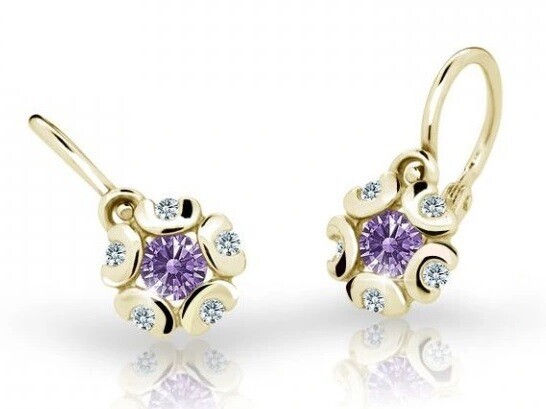 Cutie Jewellery Zlaté dětské náušnice C2178-10-X-1 fialová